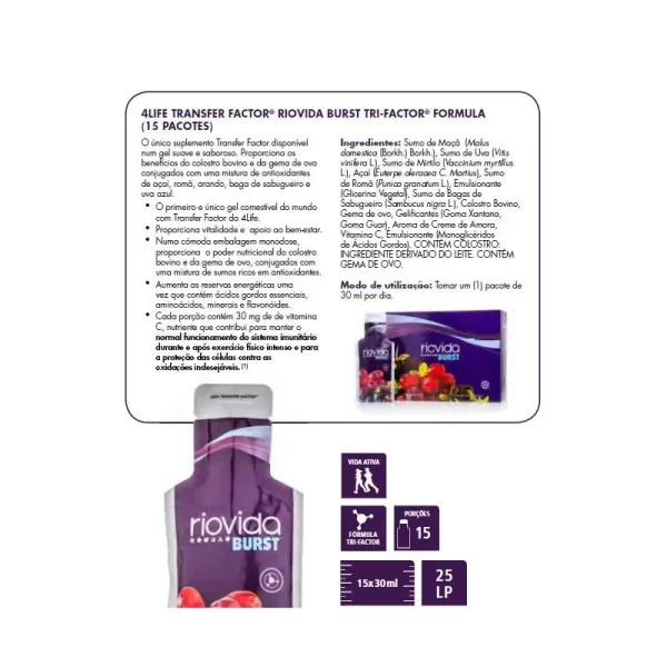 RIOVIDA BURST TRI-FACTOR FORMULA - 15 SACHÊS - Image 2